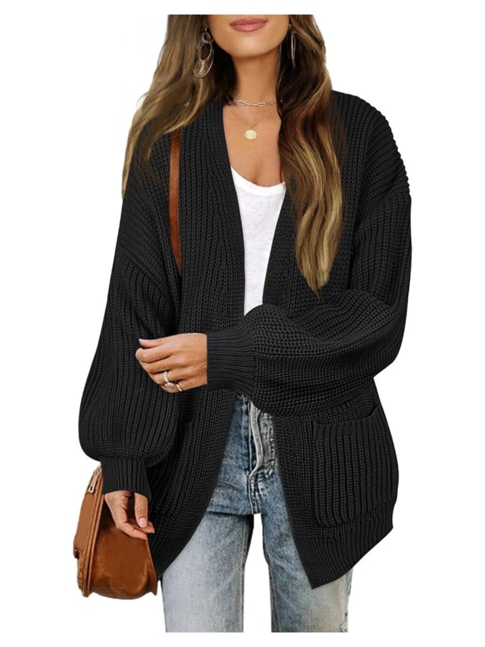 Long Sleeve Oversized Chunky Knit Cardigan Sweater for Women